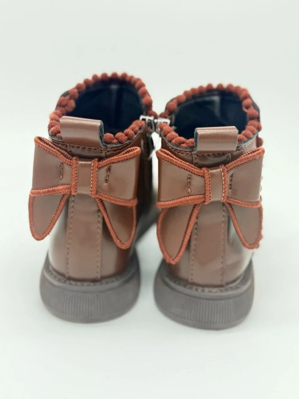 Girls Kids Size 12 Brown Bow Boots Coquette Quiet Luxury Cottagecore 3937